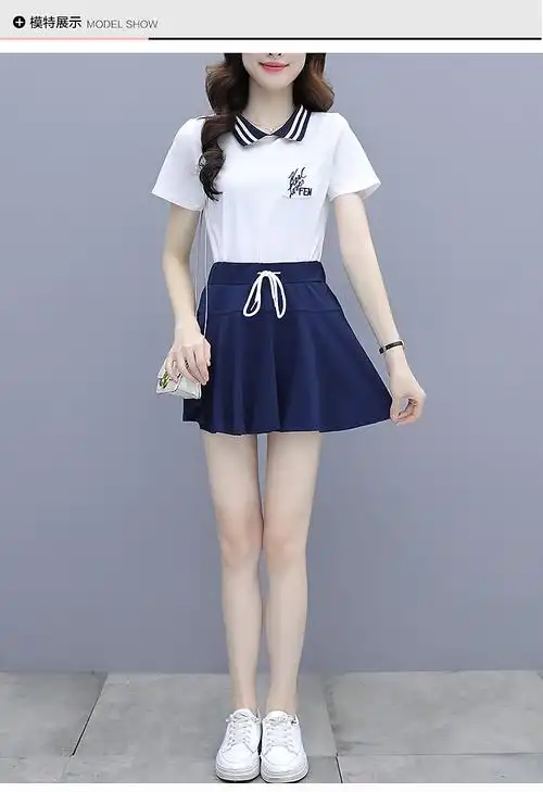 学院风百褶裙子套装少女夏装2022新款初中高中学生休闲运动连衣裙00后