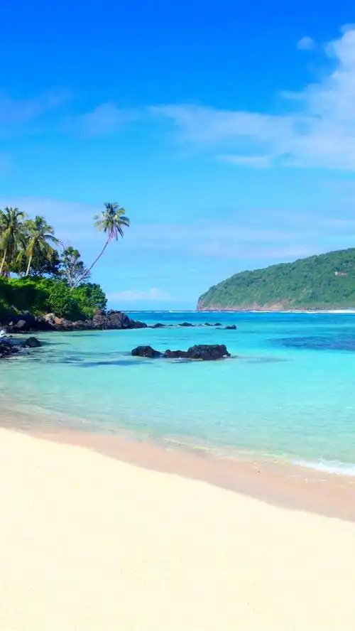 壁纸 海滩,棕榈树,岛屿,蓝色的大海 2880x1800 hd 高清壁纸, 图片