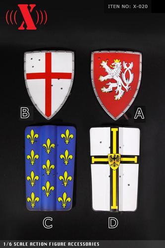 x-toys 1/6兵人模型 古代古罗马角斗士十字军 金属盾牌x-020