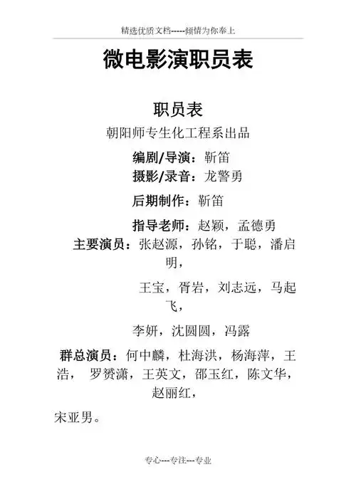 微电影演职员表共2页