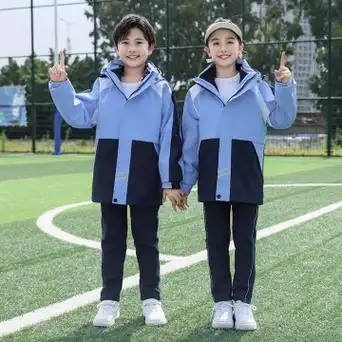 初中生校服套装秋冬中学生冲锋衣三合一三件套班服冬季棉服加绒童