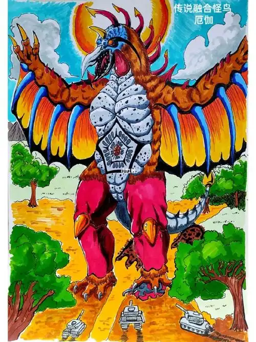 同人作品,贝鸟 美尔巴 巴顿,鸟类融合怪兽#奥特曼  #怪兽 #同人