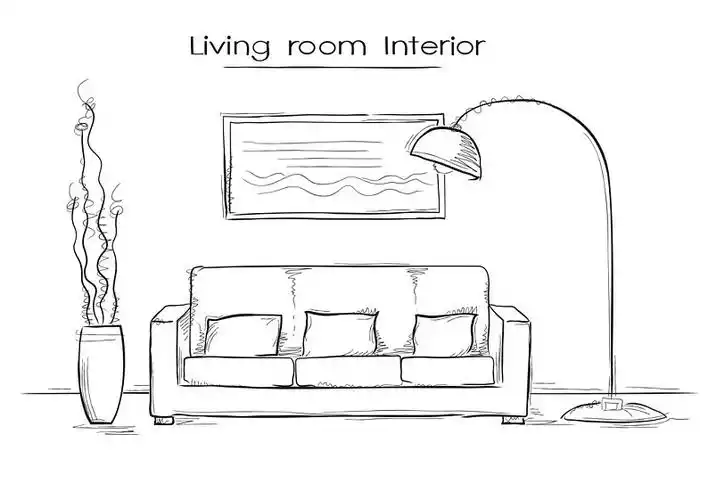 插画_客厅_绘画_现代住宅_高清图片_全景视觉