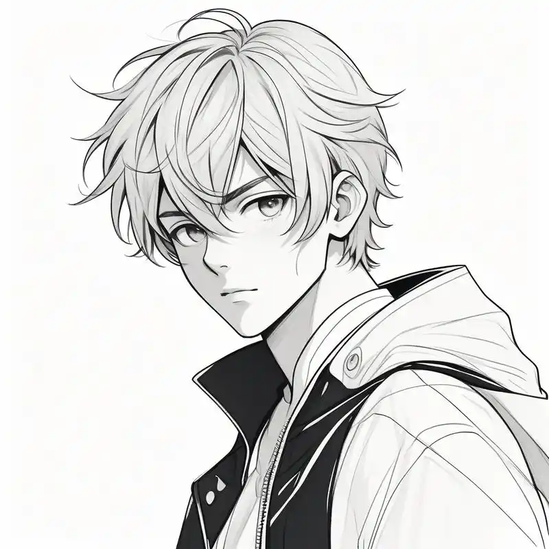 动漫风黑白男生头像 94 探索黑白动漫风格的男生头像,简约而不简单