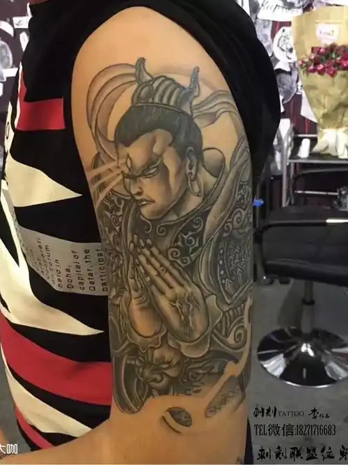 大臂二郎神_纹身图案手稿图片_董世松的纹身作品集