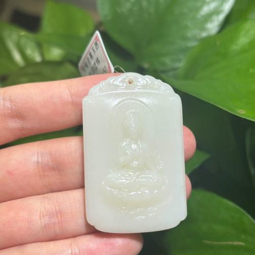 新品 和田玉观音白玉挂件罗甸玉吊坠玉牌守护神玉佩男士项链35牌
