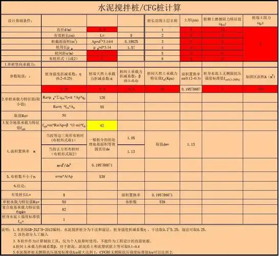 水泥搅拌桩cfg桩计算计算