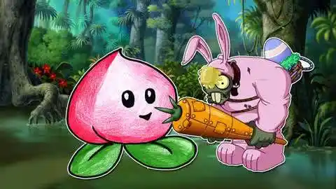 卡通简笔画大全  :植物大战僵尸之仙桃卡