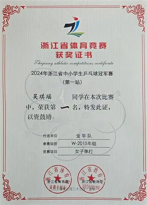 勇夺冠军春华乒乓小将在浙江省中小学生乒乓球冠军赛中再获佳绩