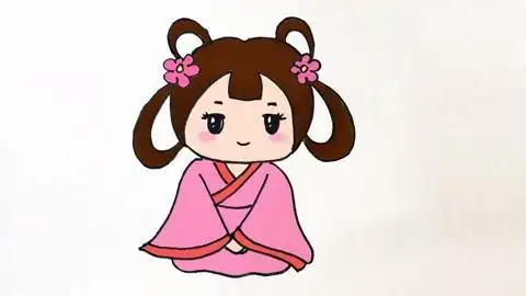 古装樱花女孩简笔画