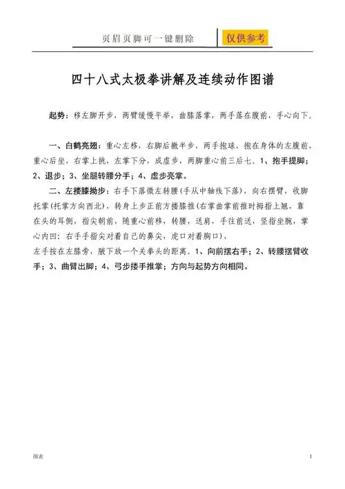 48式太极拳讲解及连续动作图谱严选材料
