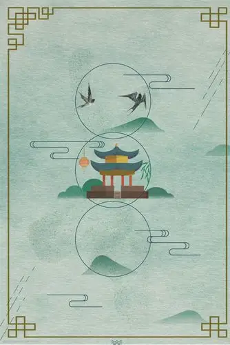 房地产之古风水彩手绘古典中国风清新背景