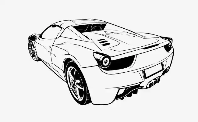 手绘线描跑车造型