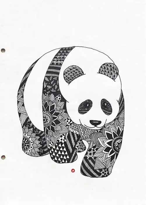 黑白线描  #创意线描  #线描画  #临摹  #熊猫  #手绘临摹  #绘画