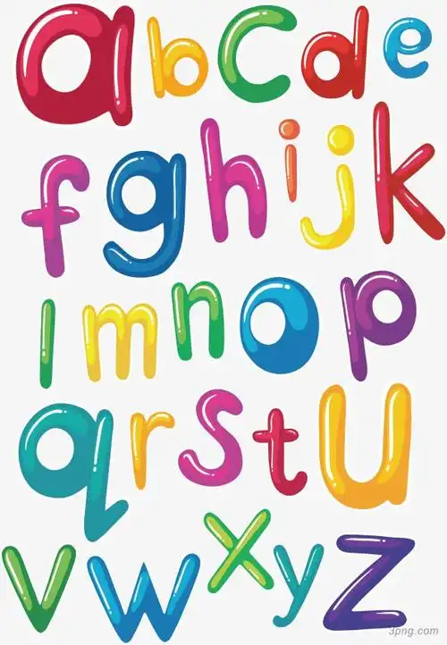 卡通彩色英文字母png素材透明免抠图片-卡通手绘