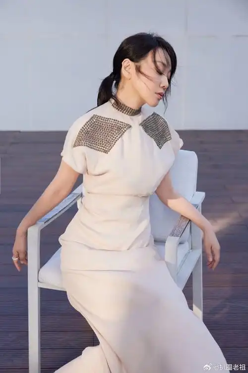 闫妮素色高定礼服