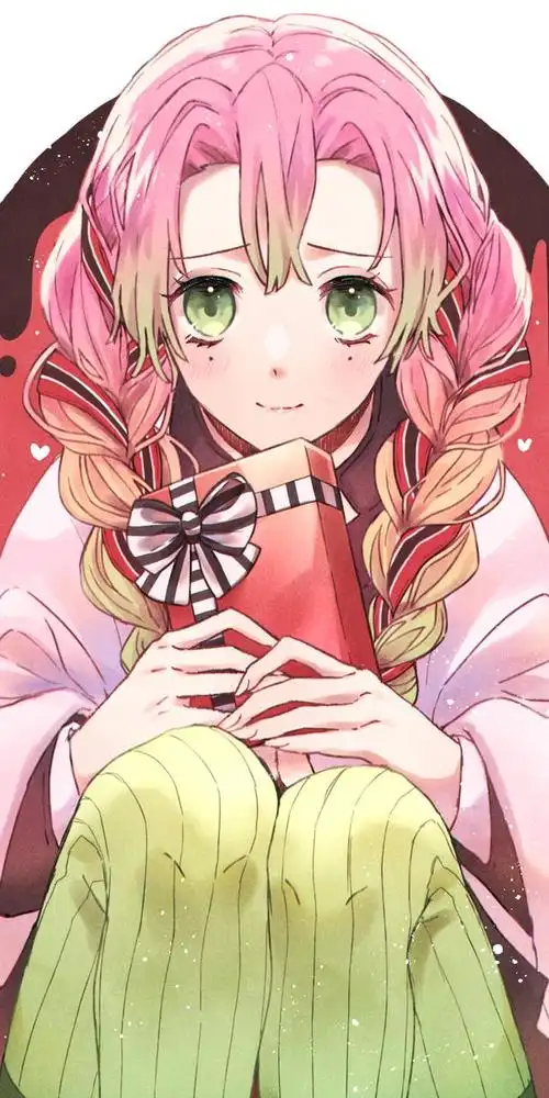 《鬼灭之刃》甘露寺蜜璃,我不会对伤害他人的家伙心动哦,全面屏壁纸无