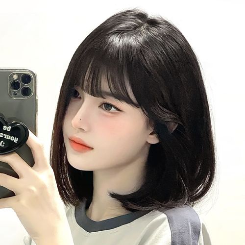 假发女短发2021时尚网红锁骨发自然全头套可爱bobo头仿真假发头套