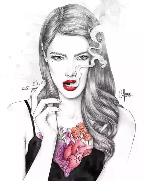 妈耶!她画的这些美女素描发型也太炫酷了吧!