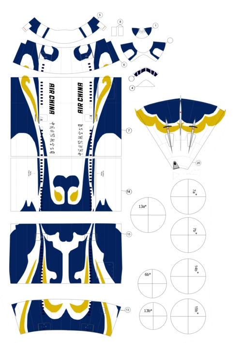 关于纸模777客机图纸的配图及描述