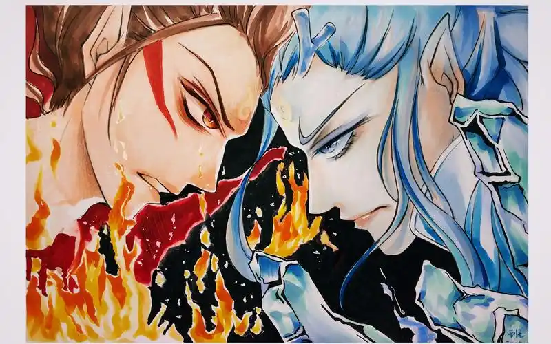 小班手绘哪吒x敖丙马克笔原创同人