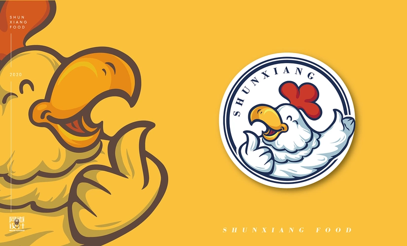 卡通logo标志设计鸡品牌形象设计大连顺祥食品同道