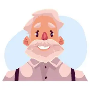 灰色头发老男人的脸,微笑的表情照片