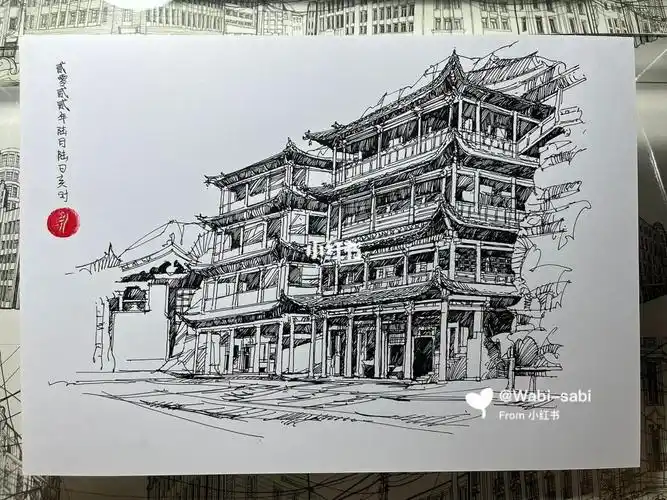 传统手绘山西云冈石窟第12篇