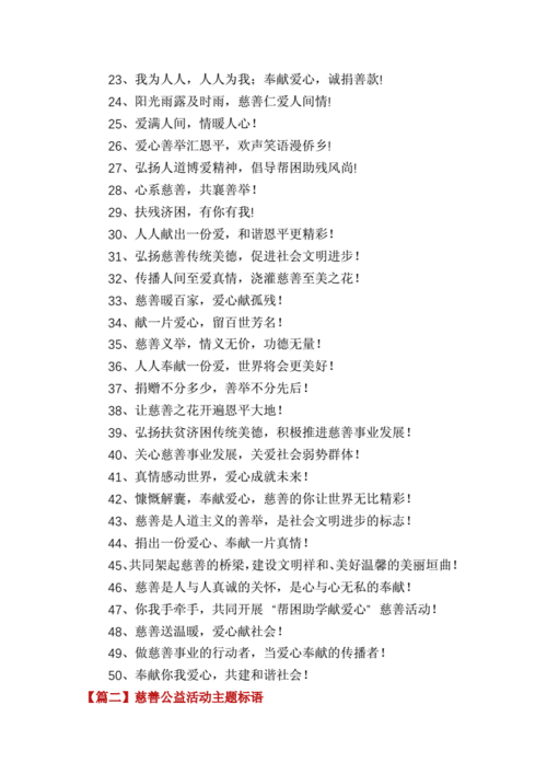 慈善公益活动主题标语.docx 6页