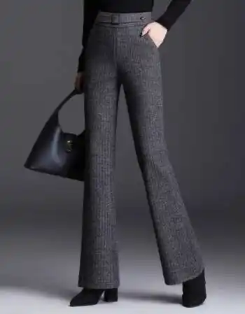 休闲长裤高腰垂感微喇秋冬季新款女式女士韩版显瘦显高百搭休闲裤深