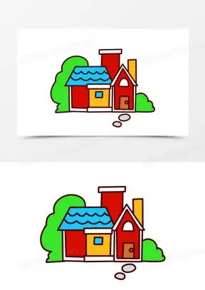 卡通房子简笔画图片大全_卡通房子简笔画素材下载_熊猫办公