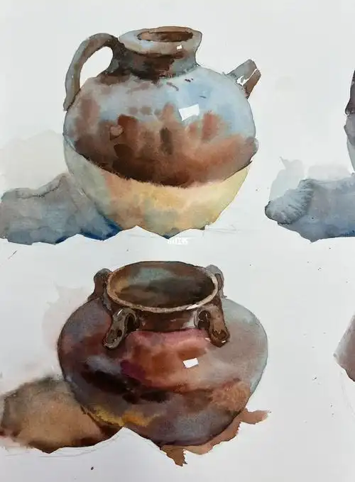 水彩静物罐子的画法