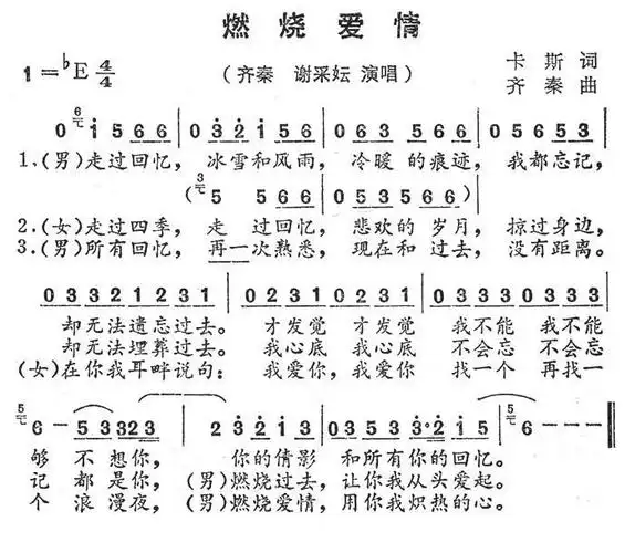 燃烧爱情简谱(图1)