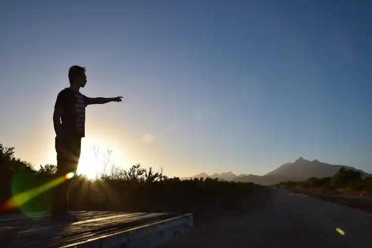 日落,阳光,阴影,太阳,墨西哥,手指指向