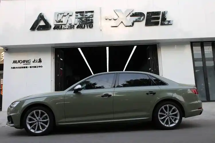 与众不同 | 奥迪a4济南欧瑟全车改色贴膜高亮卡其绿_搜狐汽车_搜狐网