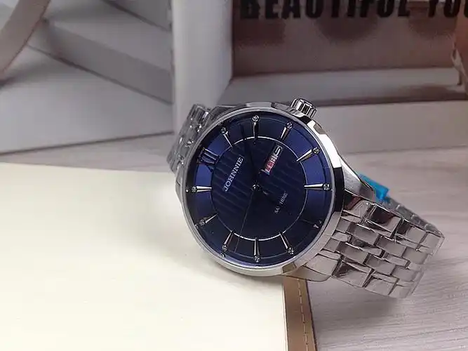 正品johnnie尊尼手表女表蓝色石英表双日日历lss5065wl国产腕表