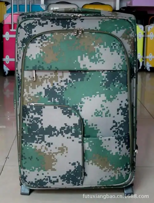 包邮男女通用24寸部队士兵哥哥迷彩旅行箱衣箱优质森林迷彩拉杆箱