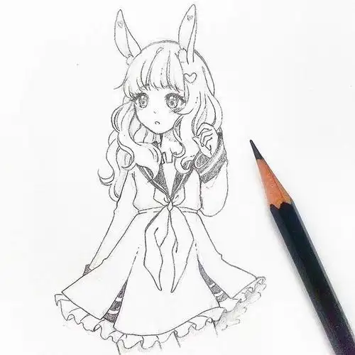 33张简单女生动漫线稿图 适合新手临摹