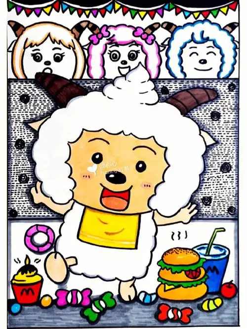 儿童画–懒羊羊有课件步骤