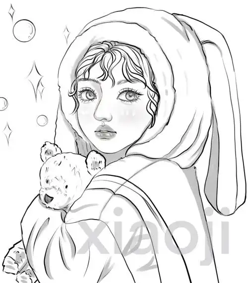 线稿练习少女