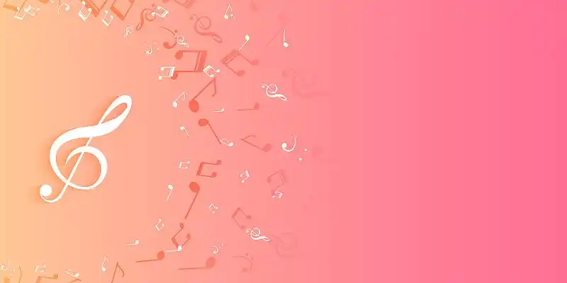 粉色渐变简约唯美音符纹理音乐展板背景