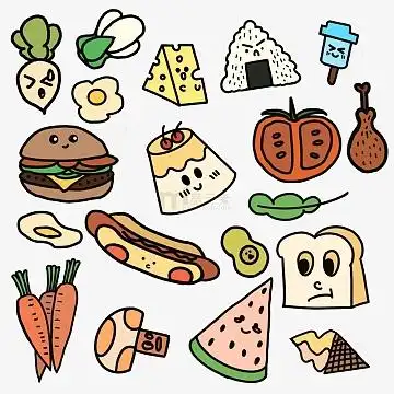 多彩卡通可爱蔬菜美食元素