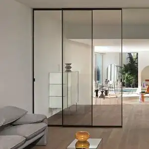 极窄边镁铝合金三联动推拉玻璃门阳台客厅厨房推拉隔断门移门定制