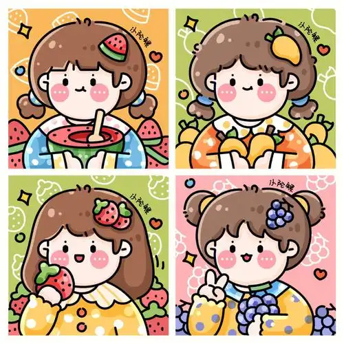 头像插画合集可爱水果女孩