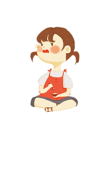 吃饭小女孩盘腿坐着的小女孩