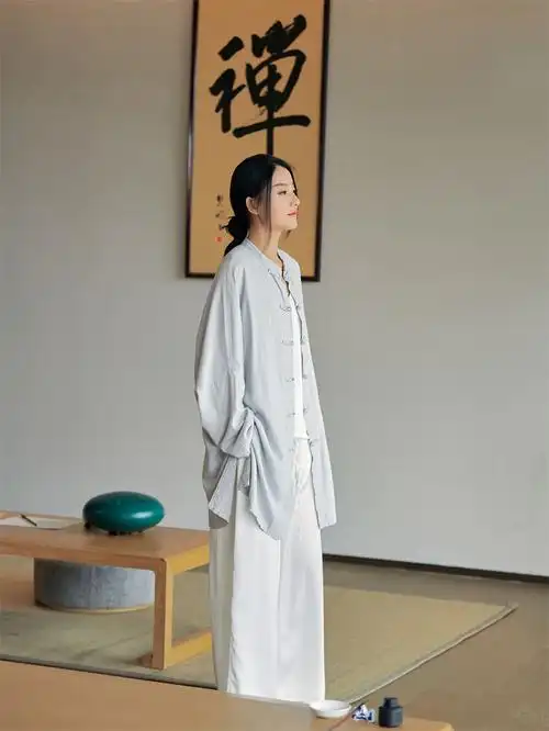 禅服女复古风套装佛系女装素衣夏季外套禅意中国风唐茶道服亚麻飘逸