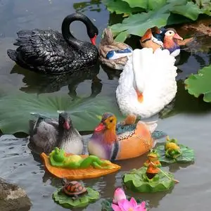 仿真浮水青蛙摆件庭院假山道具造景户外花园鱼池鸳鸯天鹅模型装饰
