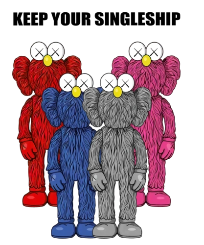 潮牌kaws图案印花矢量图服装裁片t恤烫图印花花型素材