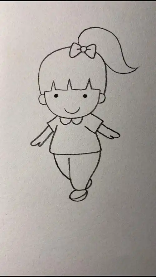 简笔画#画美丽可爱的马尾辫小女孩-度小视