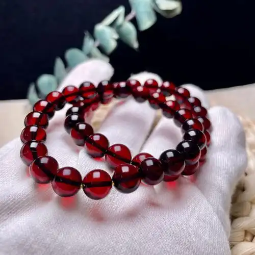 天然血珀圆珠手链净水波罗的海手串饰品女直播网红送礼8 9 琥珀男